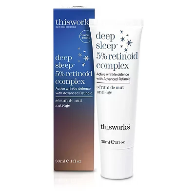 Image of This Works Deep Sleep 5% Retinoid Complex, 30ml Anti Aging Night Cream with Hyaluronic Acid and Granactive Intensive Overnight Serum for Women to Reduce Fine Lines Wrinkles