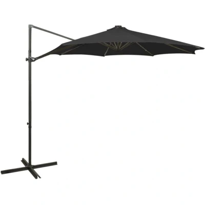 Image of vidaXL Cantilever Garden Parasol with Pole and LED Lights Black 300 cm