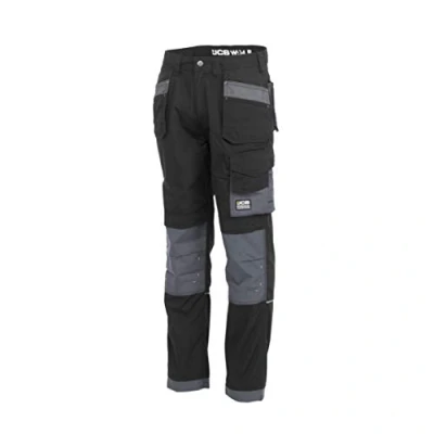 Image of JCB Mens Work Trousers Cargo Trouser Men Trade Plus Rip Stop for Regular Leg Black/Grey Size 32