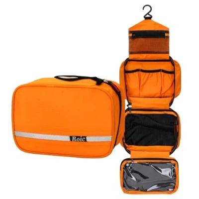 Image of Boic Hanging Toiletry Bag, Travel Bags for Women, Mens Wash Bag Men Large Business Trip, Gym and Vacation (Orange)