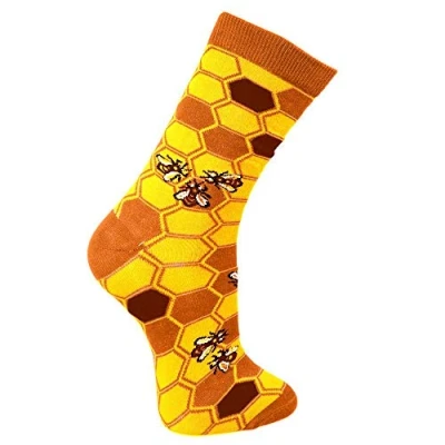 Image of Women&#039;s Bamboo Socks Size 4 7 (Bee Hive Yellow, Orange, and Brown)