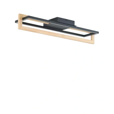 Image of Lindby LED ceiling light Holamu, 46cm, black, wood, metal