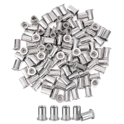 Image of Pxyelec 100 pcs M8 Flat Head Aluminium Rivet Nut Blind Insert Nut, Nuts for Steel, Alloy, Copper, Plastic