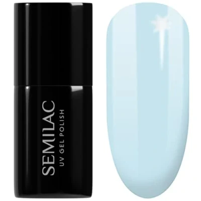 Image of SEMILAC 386 Blue Cloud Nail UV Gel Polish Long Lasting and Easy to Apply Soak off UV/Led Perfect for Home Professional Manicure Pedicure 7 ml