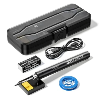 Image of Cordless Soldering Iron Kit, Rechargeable USB Iron, Portable 800mAh Welding Adjustable Temperature 300℃ 450℃, Electric Pen for Repairing (Black)