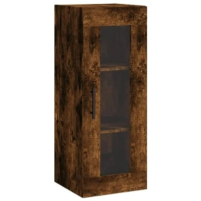 Image of vidaXL Wall Mounted Smoked Oak Cabinet Ample Storage Space, Resistant to Moisture, Easy Assembly Required, Modern Design for Various Living Spaces