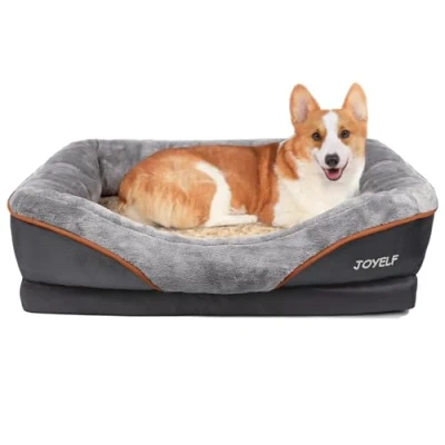 Image of JOYELF Medium Memory Foam Dog Bed, Orthopedic Bed &amp; Sofa with Removable Washable Cover and Squeaker Toys as Gift