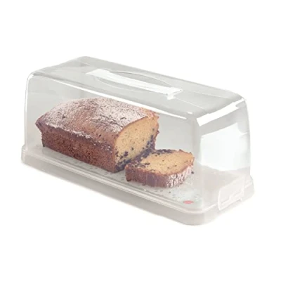 Image of Snips Plumcake Holder Plastic Rectangular Loaf Cake Container with Safety Locks 34.4 x 14.8 14.2 cm, Made in Italy 0% BPA and phthalate free, White