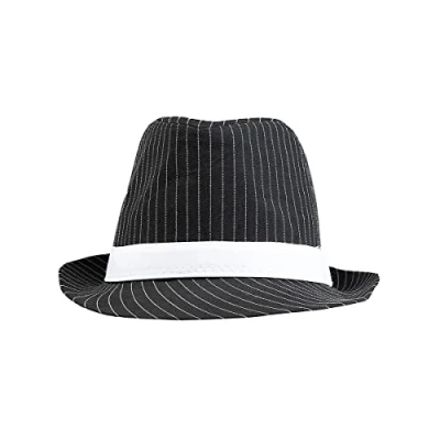 Image of Funidelia Deluxe Gangster Hat for man 20s, Cabaret, Charleston, Decades Accessories adults, fancy dress costumes &amp; props Halloween, carnival parties Black