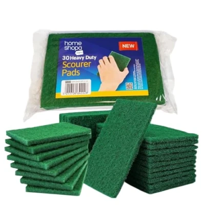 Image of HOMESHOPA Heavy Duty Scouring Pads, 30 Pack Multipurpose Kitchen &amp; Household Cleaning Sponge Scrubber Pads for Sink, Dish, Pots Pan, Non Scratch Reusable Washing Up Scourer