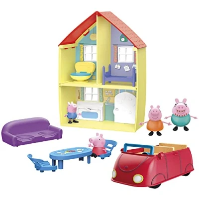 Image of Peppa Pig Peppa&#039;s Family Home Combo Toy, Includes Playset, Car with Sounds, 4 Figures, 6 Accessories, for Ages 3 and Up Amazon Exclusive
