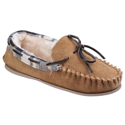 Image of Cotswold Kilkenny Slip on Moccasin Slipper Womens Tan