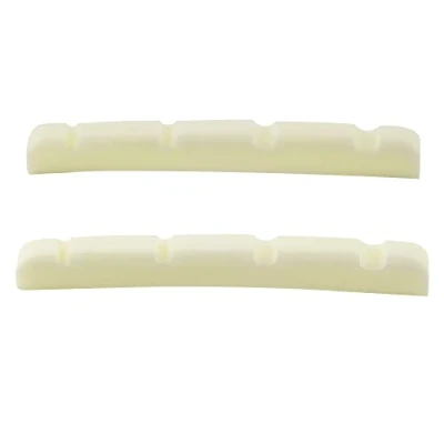 Image of Musiclily Pro 41.91mm Slotted P Bass Bone Nut Curved Bottom for 4 String Fender Style Precision Bass, Ivory(Set of 2)