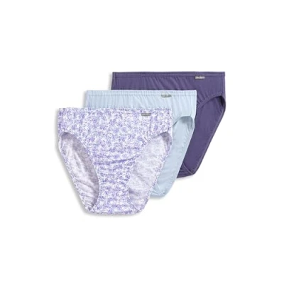 Image of Jockey Women&#039;s Underwear Plus Size Elance French Cut 3 Pack, Midnight Iris/Bouquet Bloom/Frothy Blue, 8