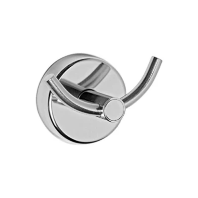 Image of Kapitan Bathroom Double Towel Hook, Self Adhesive or Screws Wall Mounted, Stainless Steel Holder, Polished Finish, Made in EU, 20 Years Warranty