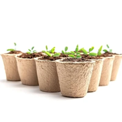 Image of Garden Mile Fibre Planting Pots, Ideal for Seeds and Cuttings, Propagators Plants, Biodegradable Pots Gardening &amp; Greenhouses, Direct Soil Transplant (18pc Plant Pots)