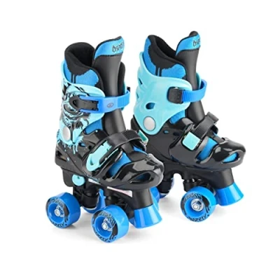 Image of Osprey Roller Skates for Kids, Beginners, Adjustable Sizing Quad Skates, 4 Wheel Durable Safe Lock Straps, Multiple Colours, Blue