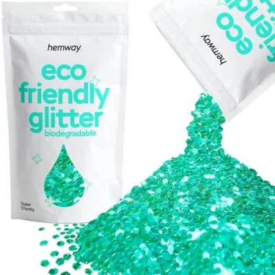 Image of Biodegradable Glitter Turquoise Blue Eco Friendly Plant Based Bio Super Chunky for Face Body Hair Craft Resin Festival Makeup Eyeshadow 100g / 3.5oz