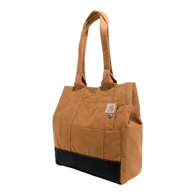 Image of Carhartt Vertical, Durable Water Resistant Tote Bag With Snap Closure, Vertical (Carhartt Brown), One Size, Tote, Closure