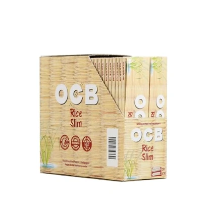 Image of OCB Rice Slim Unbleached King Size Paper Rolling Papers 50 Booklets