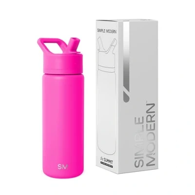 Image of Simple Modern Kids Water Bottle with Straw Leak Proof Insulated Stainless Steel for Girls, Boys Summit Collection 530ml Raspberry Vibes