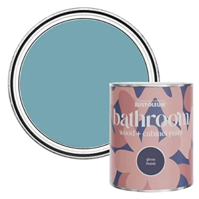 Image of Rust Oleum Blue Moisture Resistant Bathroom Wood and Cabinet Paint in Gloss Finish Belgrave 750ml