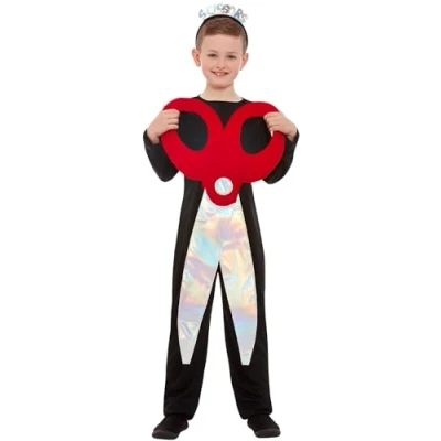 Image of Smiffys Scissors Costume, Black &amp; Red Tunic Headband, Girls Fancy Dress, School Dress Up Costumes
