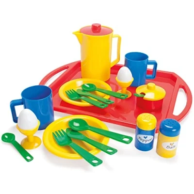 Image of Dantoy Breakfast Set with Tray Role Play Toy Kitchen 23 Pieces Accessories From 2 Years Tableware Fun Multi Colours in Plastic Dishwascher Safe Made Denmark