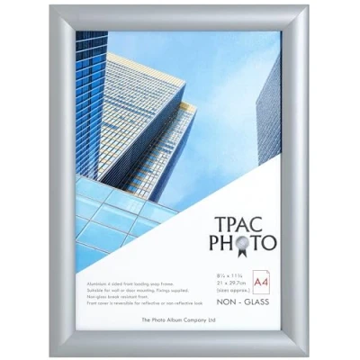 Image of ThePhotoAlbumCo Snap A4 (21x30cm) Silver Frame Pack of 1 Acrylic (Non Glass) Front TPAC SNAPA4S 1PK