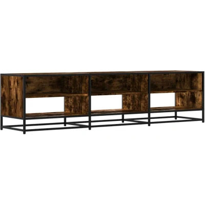 Image of vidaXL TV Cabinet Stand Media Unit Engineered Wood &amp; Metal 180 x 40 46 cm Smoked Oak Living Room/Bedroom Storage