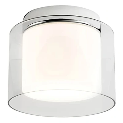 Image of Arezzo 1 Light Bathroom Ceiling Clear Glass, Opal IP44, E27