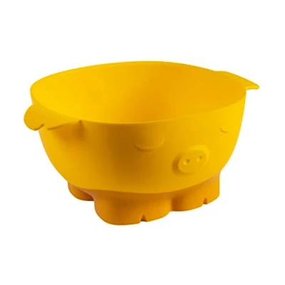 Image of Kuhn Rikon Kinderkitchen Kids Mixing Bowl, Pig, 9.8&quot; x 9.1&quot; 4.3&quot;, Yellow Child Friendly Kitchen Tools for Real Cooking