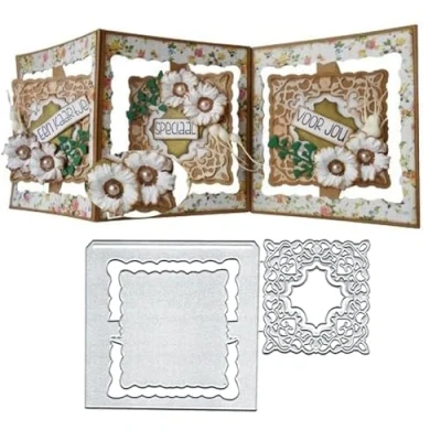 Image of Square Card Frame Dies Metal Die Cuts, Cutting Cut Stencils for DIY Scrapbooking Cards Photo Album Decorative Embossing Paper Making
