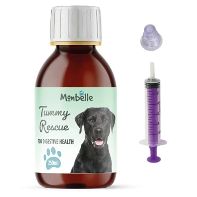 Image of Monbelle Tummy Rescue, Digestion Supplement For Dogs, Helps Digestive Disorders, Diarrhoea and Constipation, all Ages &amp; Breeds, UK Manufactured 250 ml