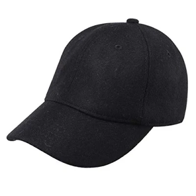 Image of Gisdanchz Winter Wool Woolen Xl Large Mens Plain Baseball Cap Hat for Men Women with Short Brim Black