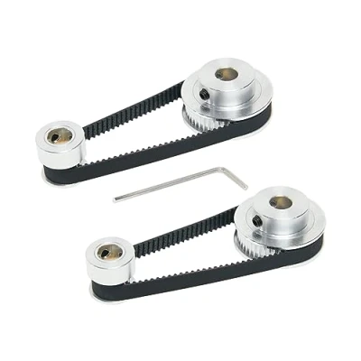 Image of SHCEEC 2PCS Set 2GT Aluminum Timing Pulley 20&amp;48 Teeth 8mm Bore Synchronous Wheel with Length 200mm Width 6mm Belt (20 48T 8B 6)