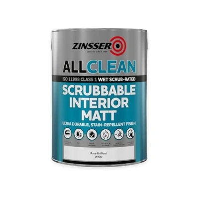 Image of Zinsser AllClean Scrubbable Interior Matt White Brush Paint 5L