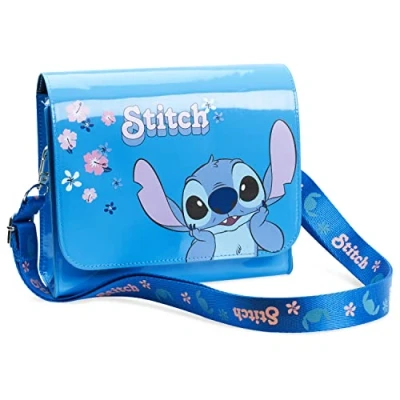 Image of Disney Girls Handbag, Shoulder Bag with Adjustable Strap Gifts (Blue Stitch)