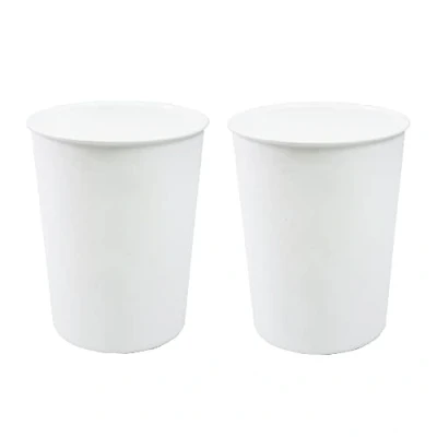 Image of JVL Quality Vibrance White Lightweight Plastic Waste Paper Basket Bin, Set of 2