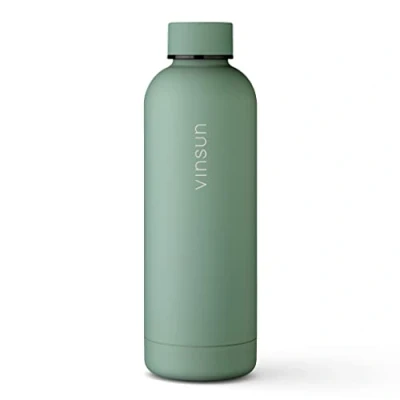Image of Vinsun Water Bottle Stainless Steel 500ml Green Insulated Drinking Leak Proof, BPA Free Thermo for School, University, Bike, Office, Gym, Hiking