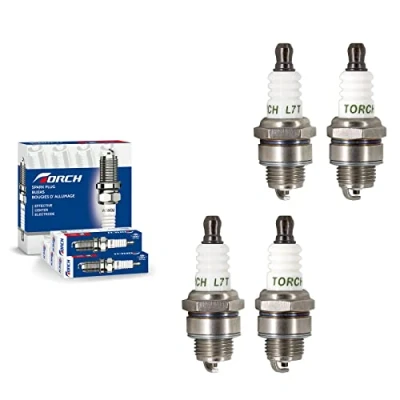 Image of 4 PCS TORCH L7T Spark Plug Replace for Cham pion CJ7Y CJ8Y, N GK BPM7A BPM6A, Bos ch WS5F WS6F, Den so W20MP U, Husq varna Poulan Craftsman Stihl Chainsaw Leaf Blower, OEM