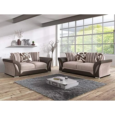 Image of MK Sofas 3 + 2 Seater A Modern &amp; Luxurious Brown For Living Room Plus Premium Quality Sofa and Furniture Drawing Room, Bedroom Office