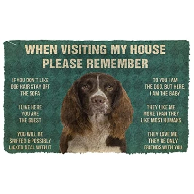 Image of Door Mat Indoor Entrance Please Remember English Springer Spaniel Dogs House Rules Doormat Personalized Gifts Home Decor Housewarming 24x16 Inch