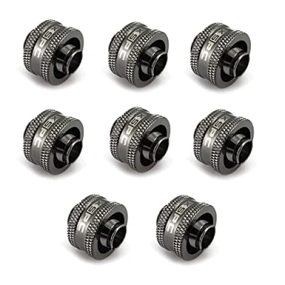 Image of XSPC G1/4 to 3/8 ID 5/8 OD Compression Fitting V2 Black Chrome (8 Pack)