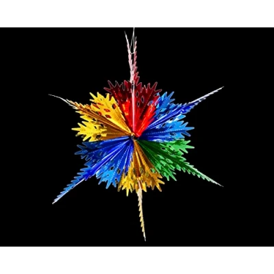 Image of Foil Garland Long Star Christmas Hanging Decoration Wall Ceiling Xmas Deco (Red, Blue, Green &amp; Gold)