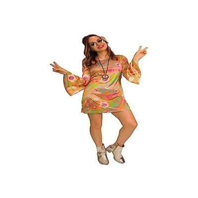 Image of Amscan 9905136 Women&#039;s 1960&#039;s Groovy Baby Hippy Adults Fancy Dress Costume Size: 8 10