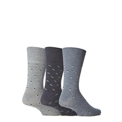 Image of Mens 3 Pair Gentle Grip Micro Squared Cotton Suit Socks Blues 7 11