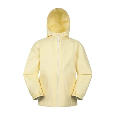 Image of Mountain Warehouse Torrent Kids Waterproof Rain Jacket Taped Seams Raincoat, Lightweight, Breathable, Girls &amp; Boys Rainwear For Autumn, Winter, Wet Weather Pale Yellow Size 5 6 Years