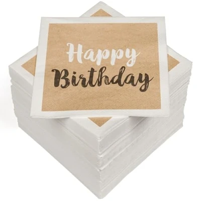 Image of HEKU 100 Napkins, 3 ply, 33 x cm, Absorbent and Practical Packaging, Ideal for Weddings, Anniversaries Special Occasions, Birthday Nature