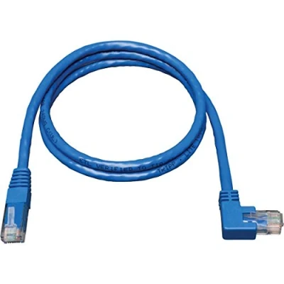 Image of Tripp Lite Left Angle Cat6 Gig Molded UTP Cable, RJ45 m to M, Blue, 1.52 (N204 005 BL LA)